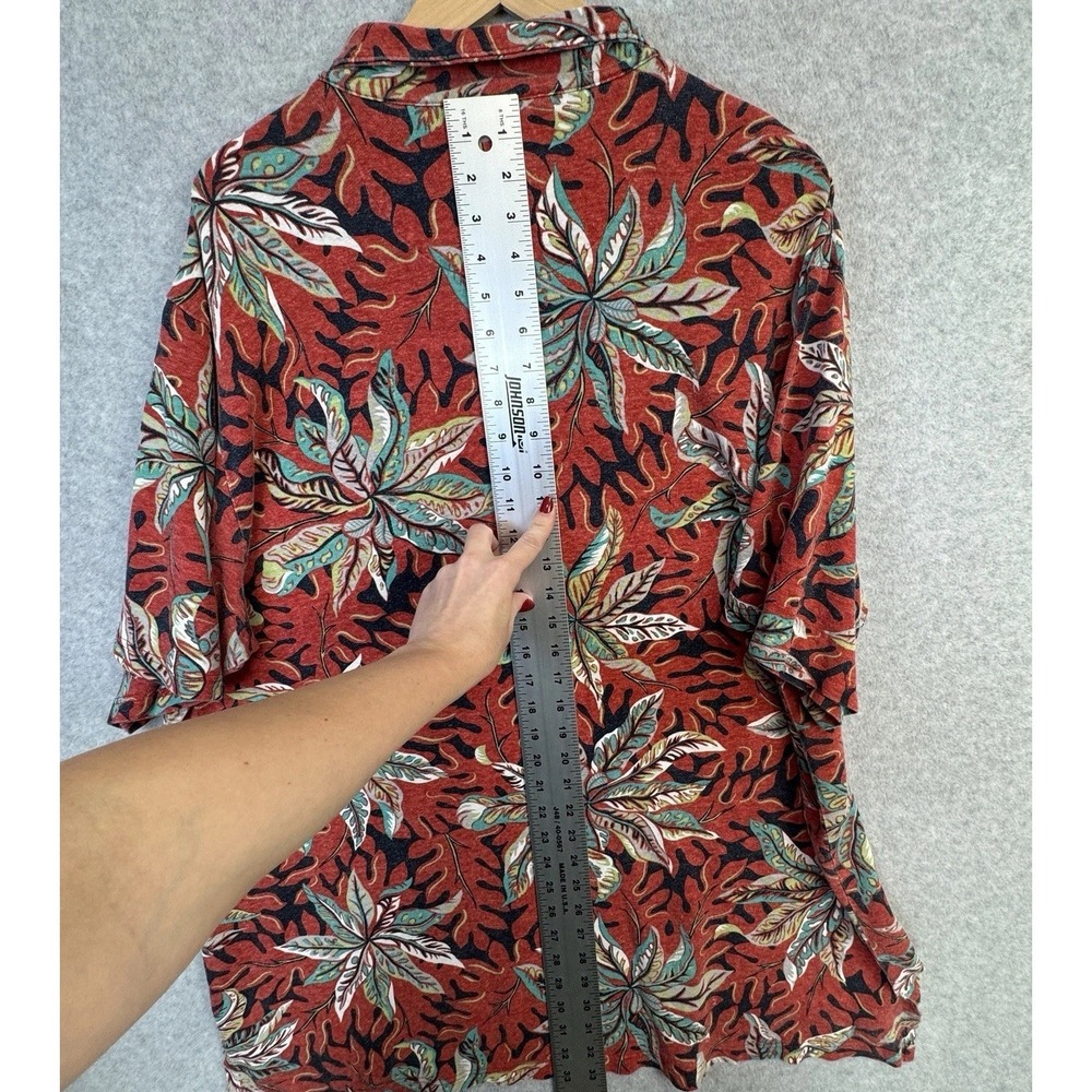 VTG Polo Sport Ralph Lauren 2XLT Red Tropical Leaf Shirt 60% Hemp 40% Cotton - Picture 11 of 16